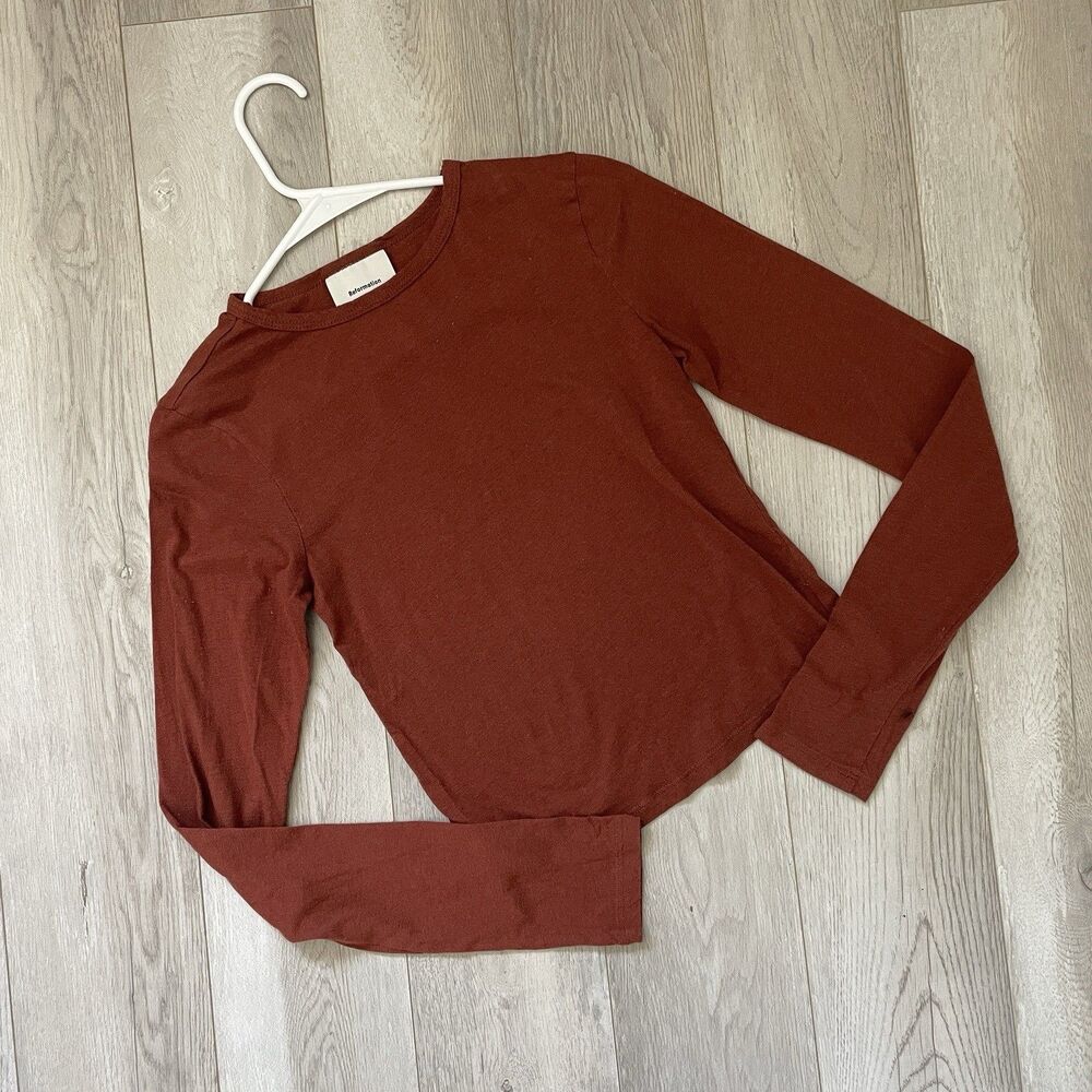Reformation Crop Tshirt organic cotton long sleeve womens Orange (xsmall) basic
